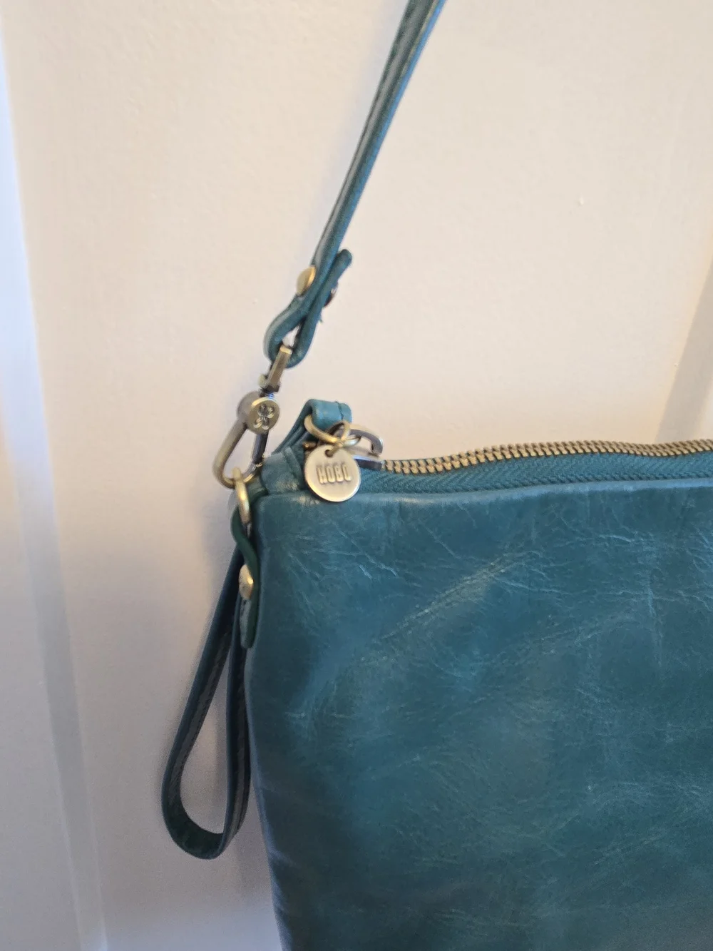 HOBO Teal Leather Wristlet Clutch